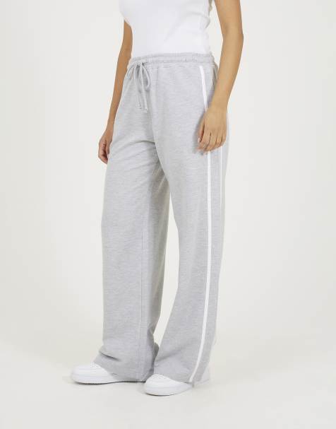 Brave Soul Side stripe wide leg joggers in grey - view 1