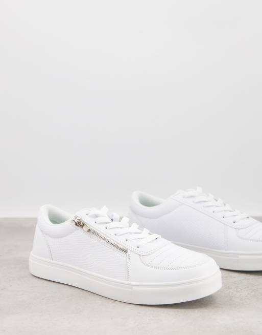 Mens white trainers with hot sale zip