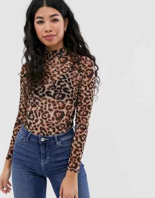 leopard mesh jumpsuit