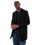 [Brave Soul] Brave Soul single breasted overcoat in black L BLACK