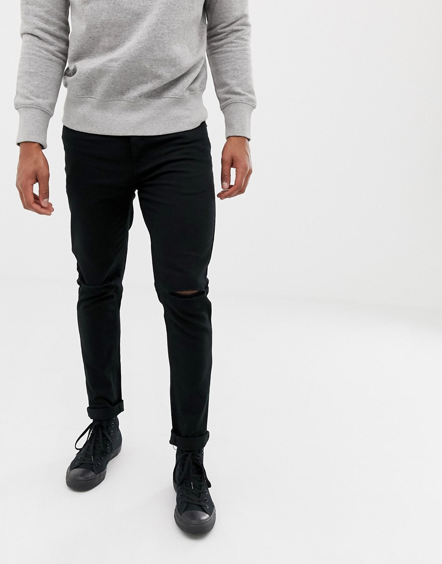 Brave Soul - Skinny-fit zwarte jeans met scheuren