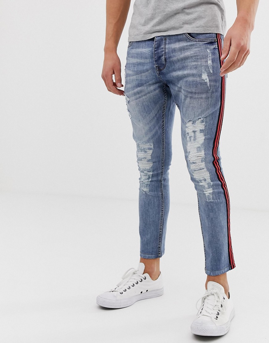 Brave Soul – Skinny jeans med revär-Blå