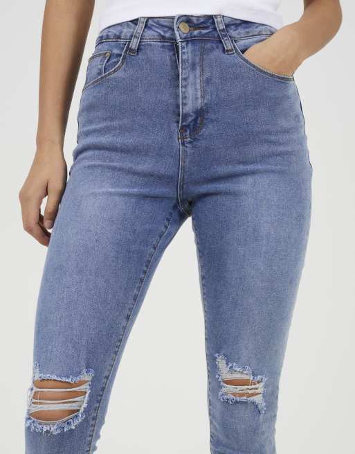 Brave Soul - Skinny jeans met scheuren in indigo, 2 van 4