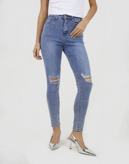 Brave Soul - Skinny jeans met scheuren in indigo, 4 van 4