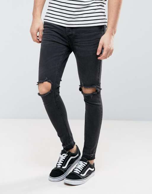 Brave Soul Skinny Knee Ripped Jean with Raw Edge ASOS