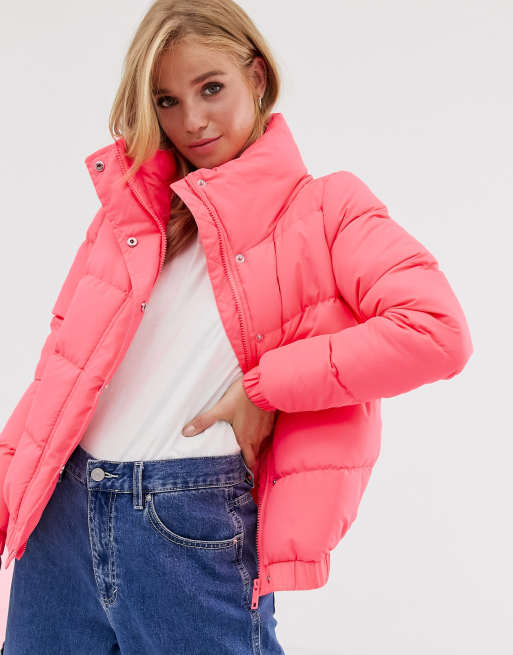 Brave Soul slay cropped padded coat in neon | ASOS