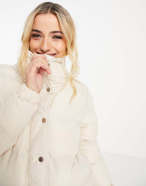 Brave Soul – Slay Peach Skin – Krämvit pufferjacka, 3 av 4