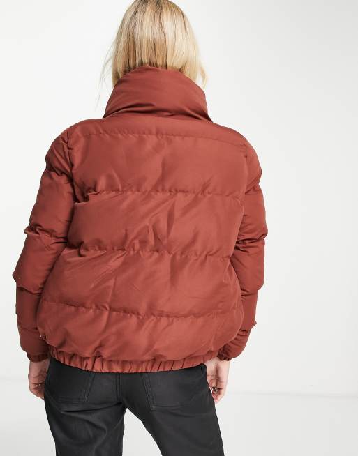 Black Peach Skin Hooded Puffer Jacket