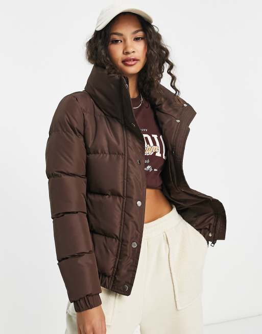 Brave Soul slay puffer jacket in chocolate brown | ASOS