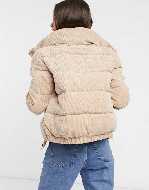 Cream cord hotsell puffer jacket