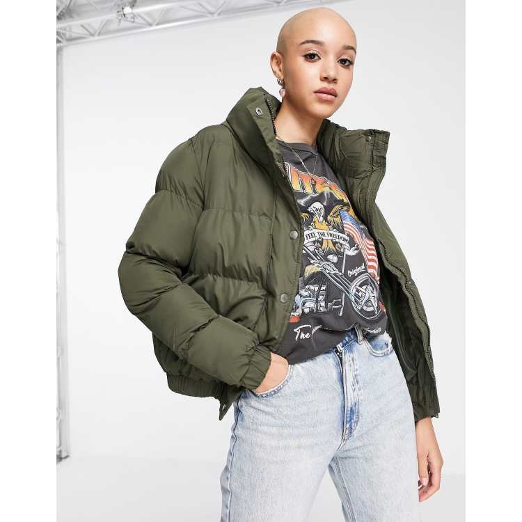 Brave Soul slay puffer jacket in khaki