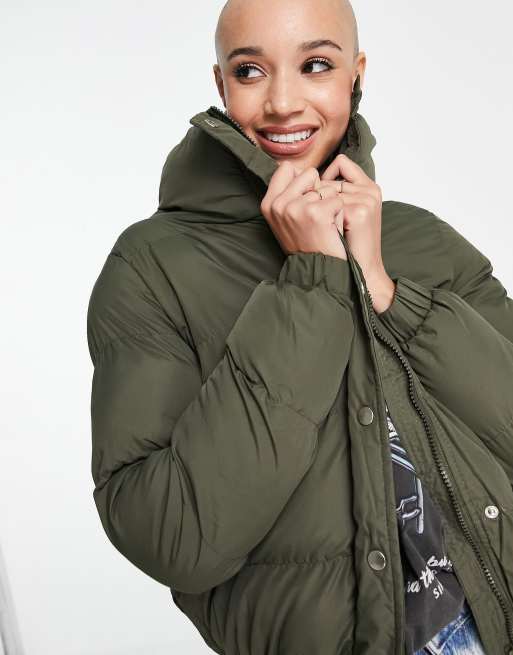 Brave Soul slay puffer jacket in khaki