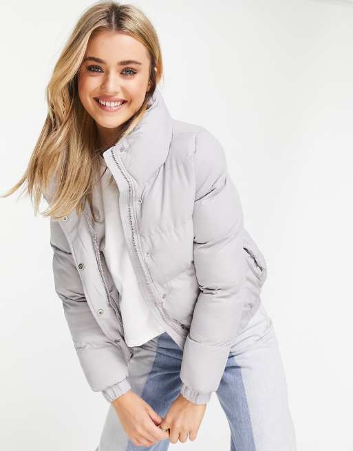 Brave Soul slay puffer jacket in light gray