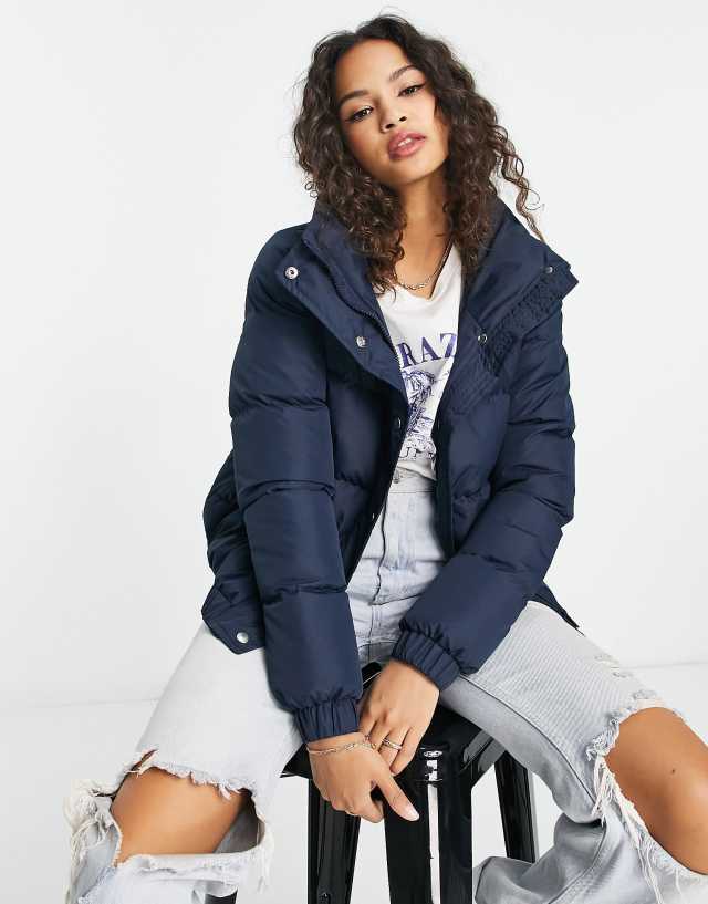 Brave Soul - slay puffer jacket in navy