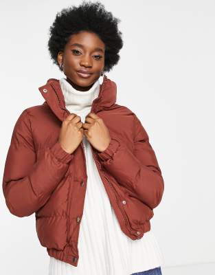 Brave Soul slay puffer jacket in rust ASOS