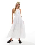 [Brave Soul] Brave Soul sleeveless tier midi dress in white L White