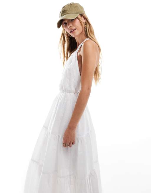 Brave Soul sleeveless tier midi dress in white, 3 of 4