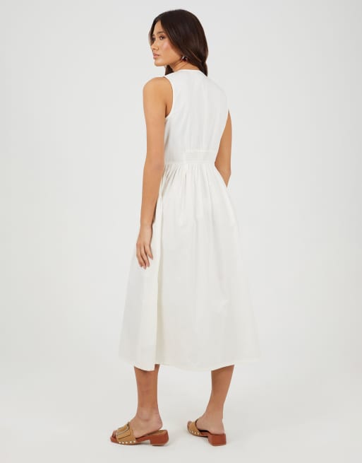 Brave Soul Sleeveless v-neck button down midi dress in cream, 2 of 4