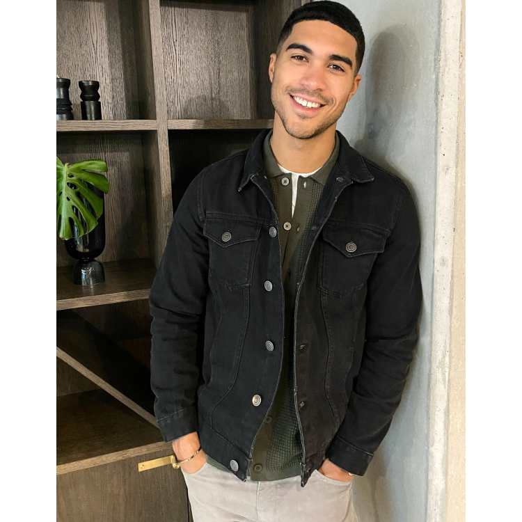 Brave Soul slim fit denim jacket in black