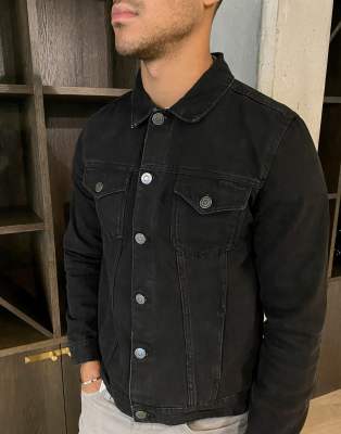 brave soul black denim jacket