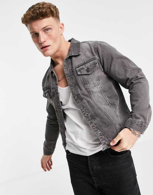 Denim jacket shop men slim fit