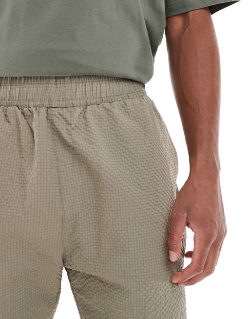 Brave Soul Slim leg seersucker trousers in taupe, 5 of 5