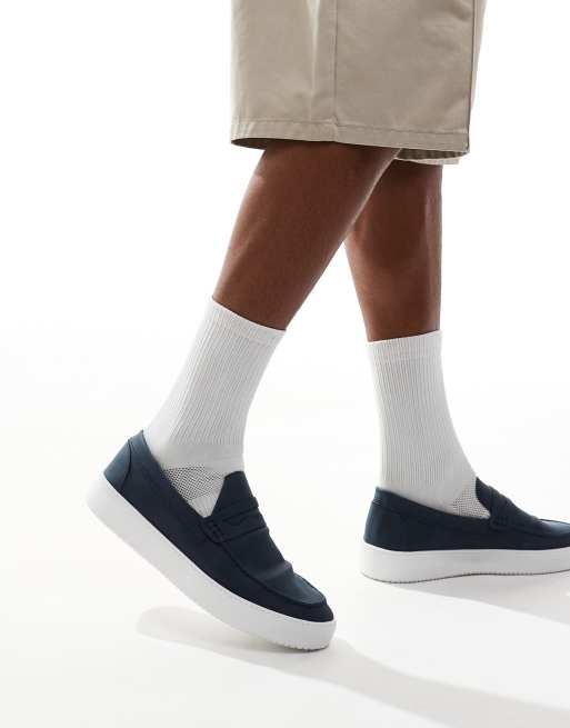 Brave Soul slip-on loafers in navy, 4 of 4