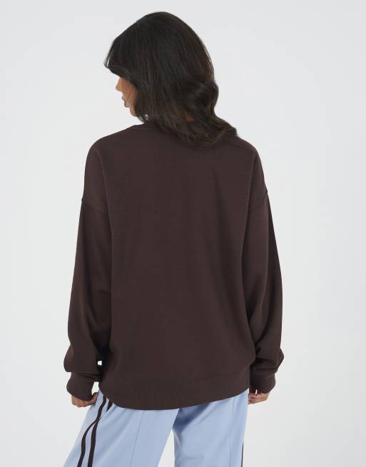 Brave Soul Slogan crew neck sweatshirt in chocolate, 2 of 4