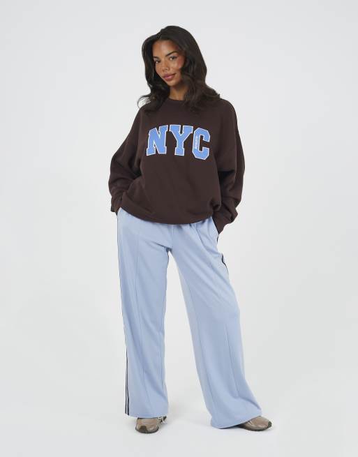 Brave Soul Slogan crew neck sweatshirt in chocolate, 3 of 4