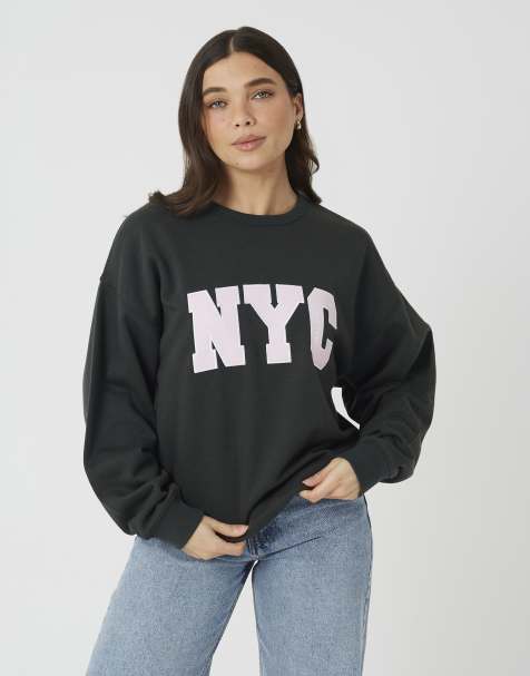 Brave Soul Slogan crew neck sweatshirt in green - view 1
