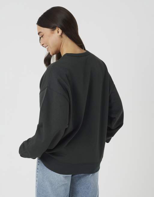 Brave Soul Slogan crew neck sweatshirt in green, 2 of 4