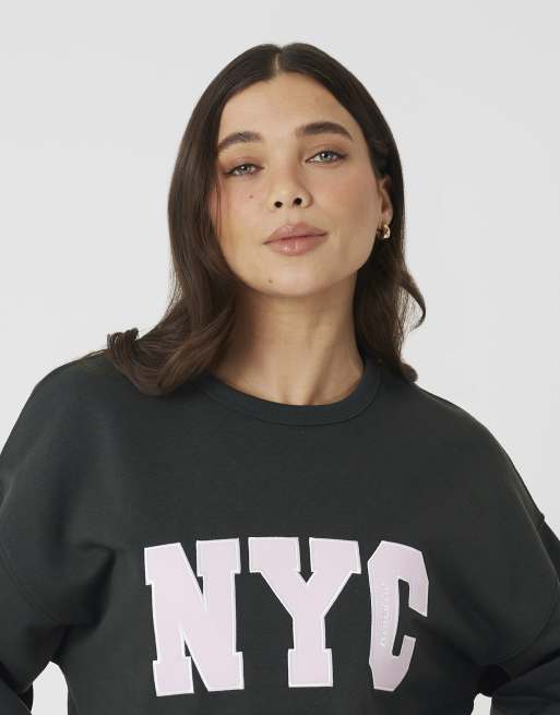 Brave Soul Slogan crew neck sweatshirt in green, 4 of 4