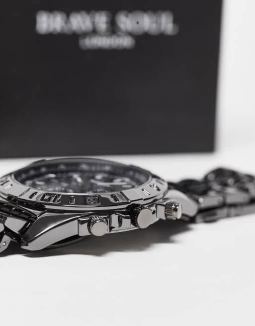 Brave Soul - Sølvfarvet og chunky armbåndsur, 4 af 4