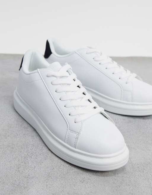 Brave Soul - Sneakers con suola spessa bianche con nero a contrasto, 2 di 4