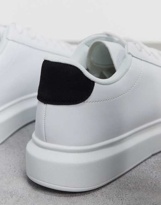 Brave Soul - Sneakers con suola spessa bianche con nero a contrasto, 3 di 4