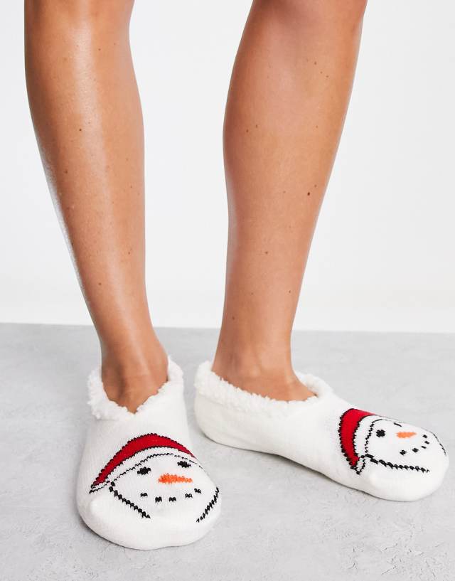 Brave soul snowman christmas slipper socks in white