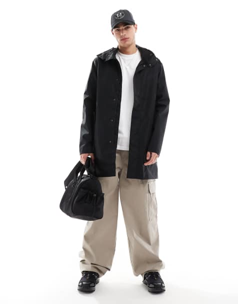 Brave Soul soft shell mac jacket with hood in black - view 1