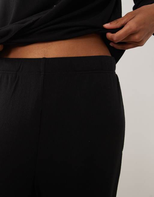 Brave Soul soft touch button down shirt and trouser pyjamas in black, 3 of 4