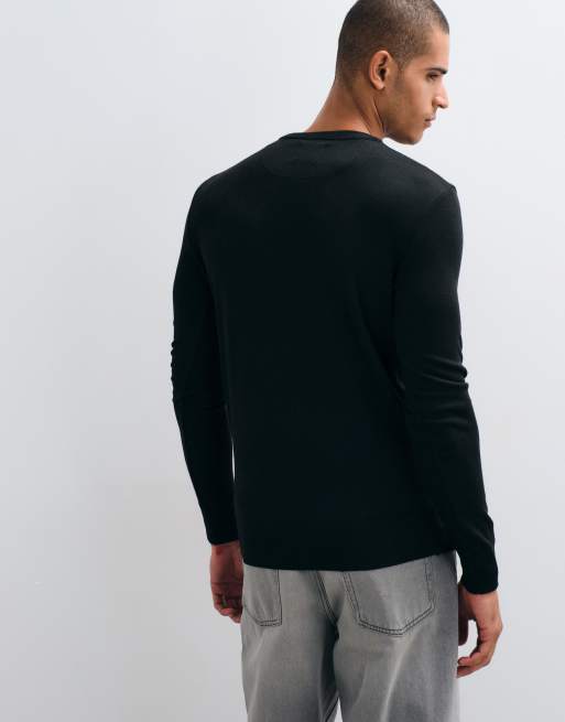 Brave Soul soft touch crew neck knitted jumper in black, 5 of 5