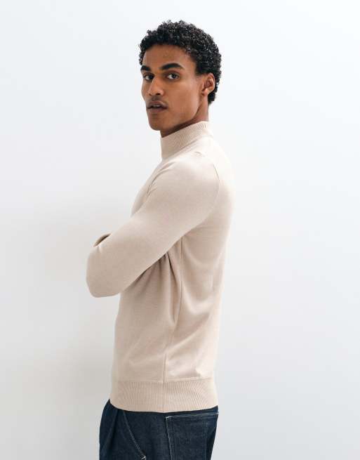 Brave Soul soft touch turtleneck jumper in beige, 3 of 5