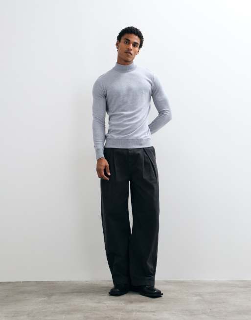 Brave Soul soft touch turtleneck jumper in grey, 2 of 5
