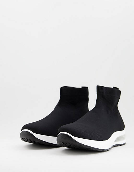 Is Incarijk boete Brave Soul - Sok sneakers met doorzichtige zool in zwart/wit | ASOS