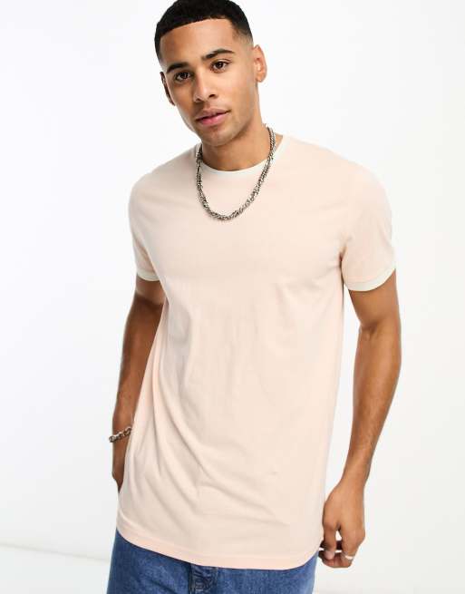 Brave Soul – Sommarrosa, ribbad t-shirt i oversize