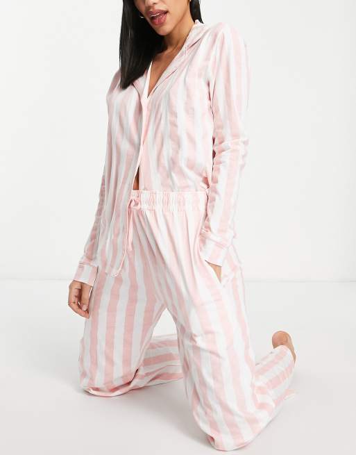 Women's Striped Silk Pajama Set Long Sleeve silk Sleepwear Stripe Silk