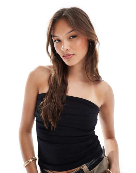 Brave Soul - Sort bandeau-top i bomuldsjersey - view 1