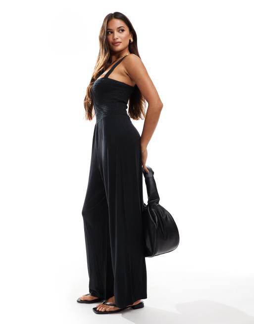 Brave Soul - Sort jumpsuit i jersey