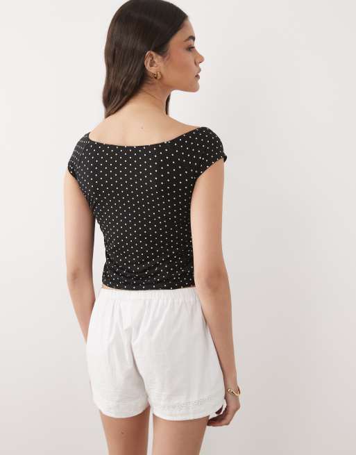 Brave Soul - Sort offshoulder-top med polkaprikker , 4 af 4