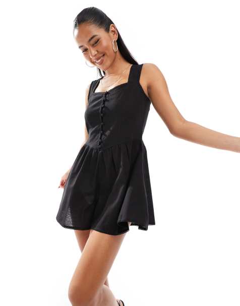 Brave Soul - Sort ærmeløst playsuit med knapdetalje - view 1