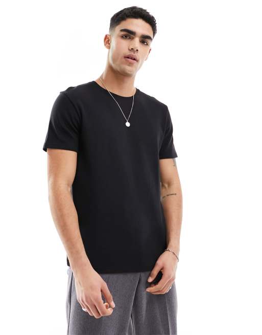 Brave Soul - Sort t-shirt i vaffelstrik