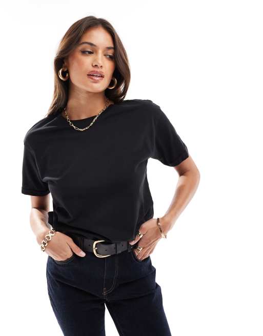 Brave Soul - Sort t-shirt med firkantet pasform